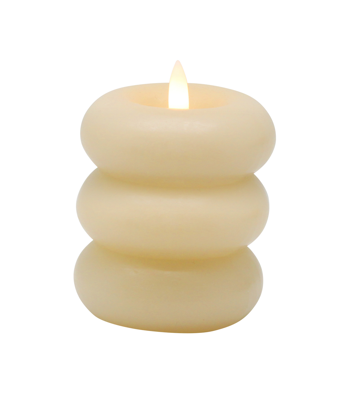 Led-kynttilä Cello donitsi 9cm vaaleanbeige