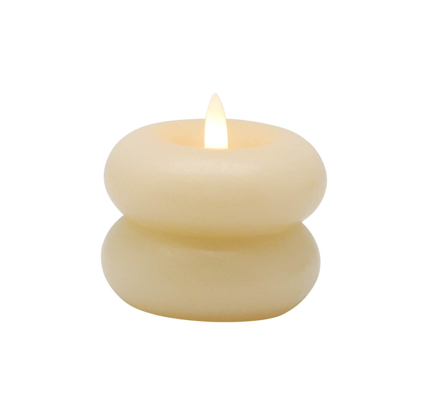 Led-kynttilä Cello donitsi 6,5cm vaaleanbeige