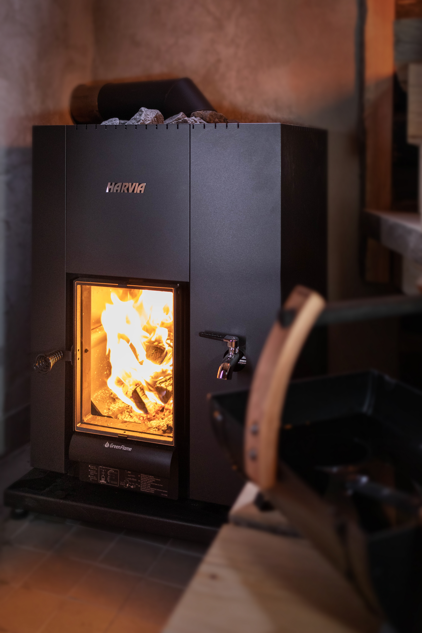 Puukiuas Harvia Linear 22 GreenFlame RS musta