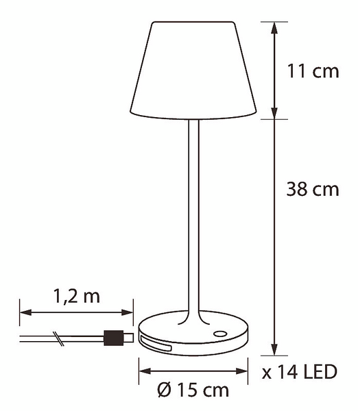 Pöytävalo Airam Selnes usb ladattava