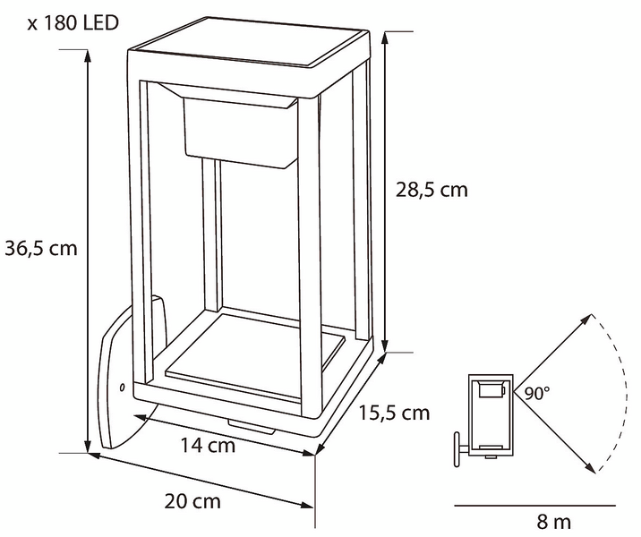 Solar-seinävalaisin Airam Rubik