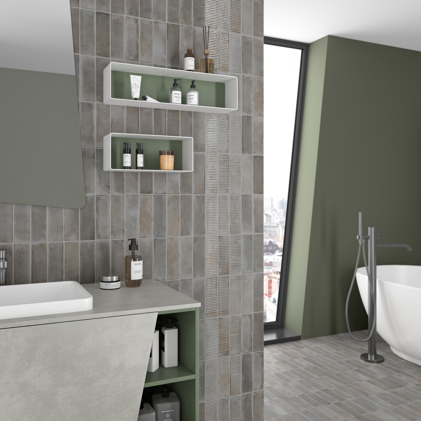 Lattialaatta Cello Raku 6x18,6cm Smoke 0,42m²