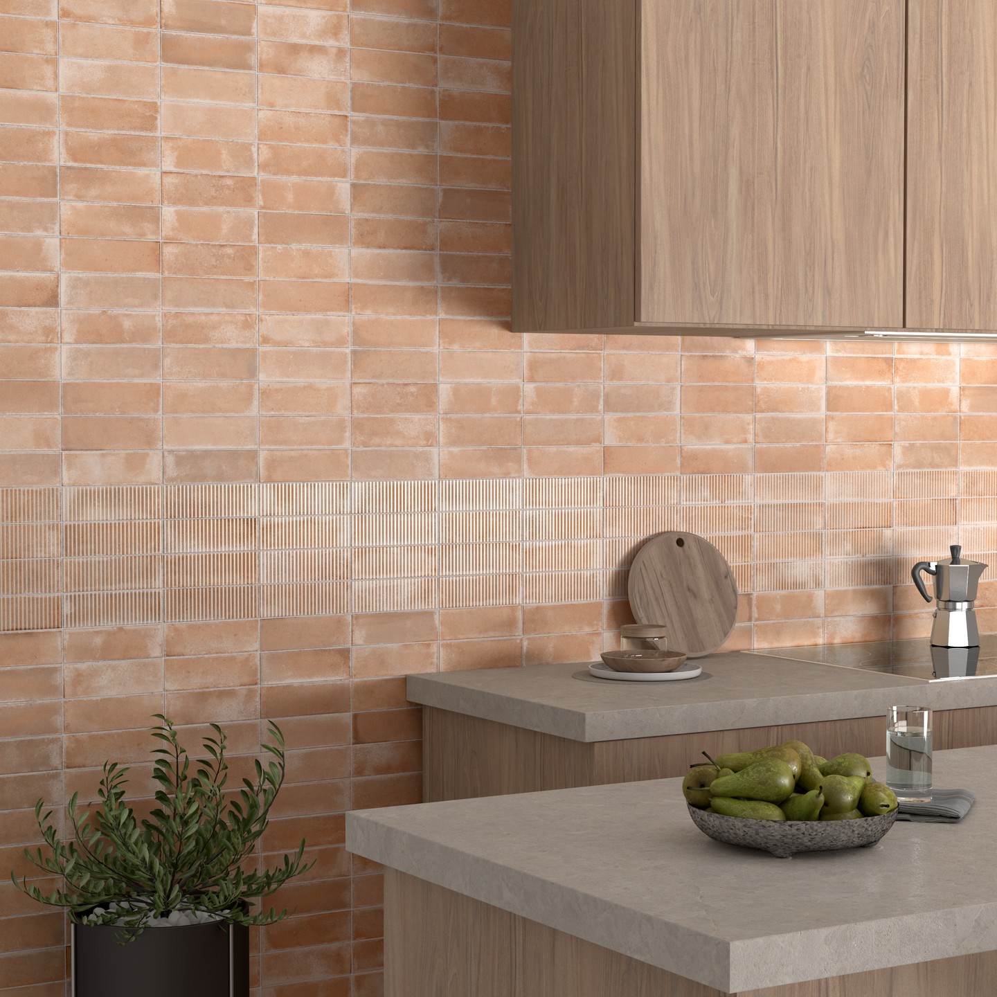 Lattialaatta Cello Raku 6x18,6cm Line Nude 0,42m²