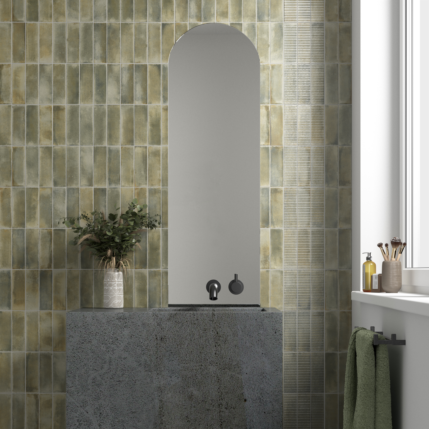 Lattialaatta Cello Raku 6x18,6cm Sage 0,42m²