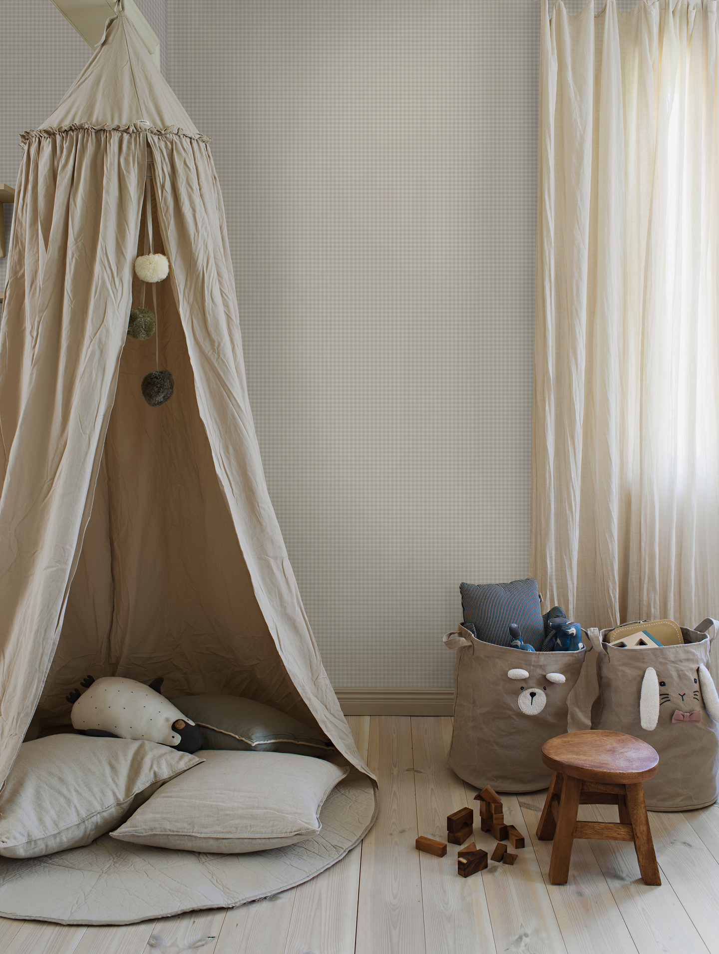 Kuitutapetti Boråstapeter Linen Picnic Check 7866 Linen 10,05m