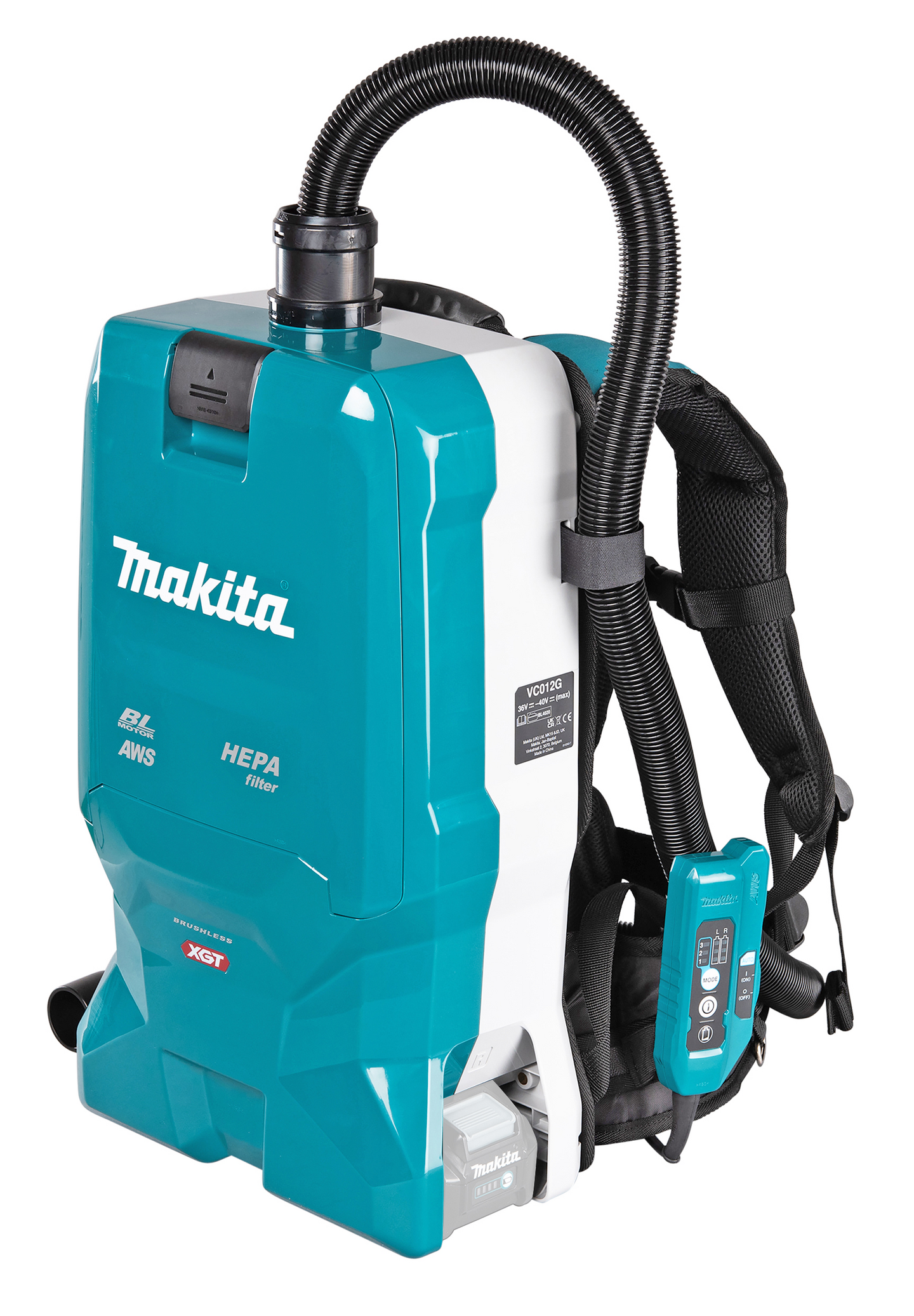 Reppuimuri Makita VC012GZ01 40V XGT, 6l työkalukiinnitys AWS runkoversio