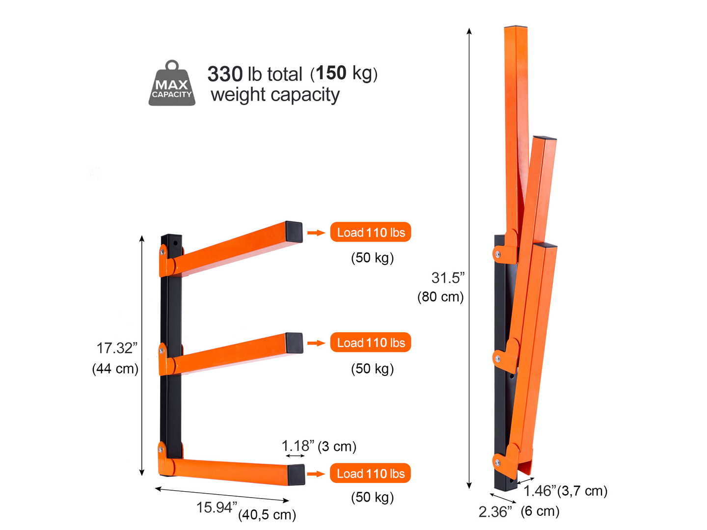 Puutavaran säilytysteline Pisla taitettava 2kpl