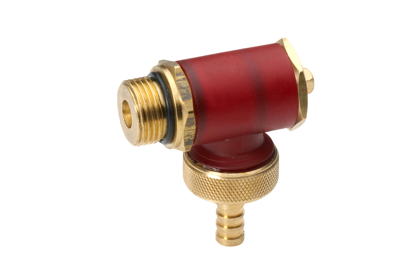 Tyhjennys- ja mittausyhde Oras 436002 3/8 punainen