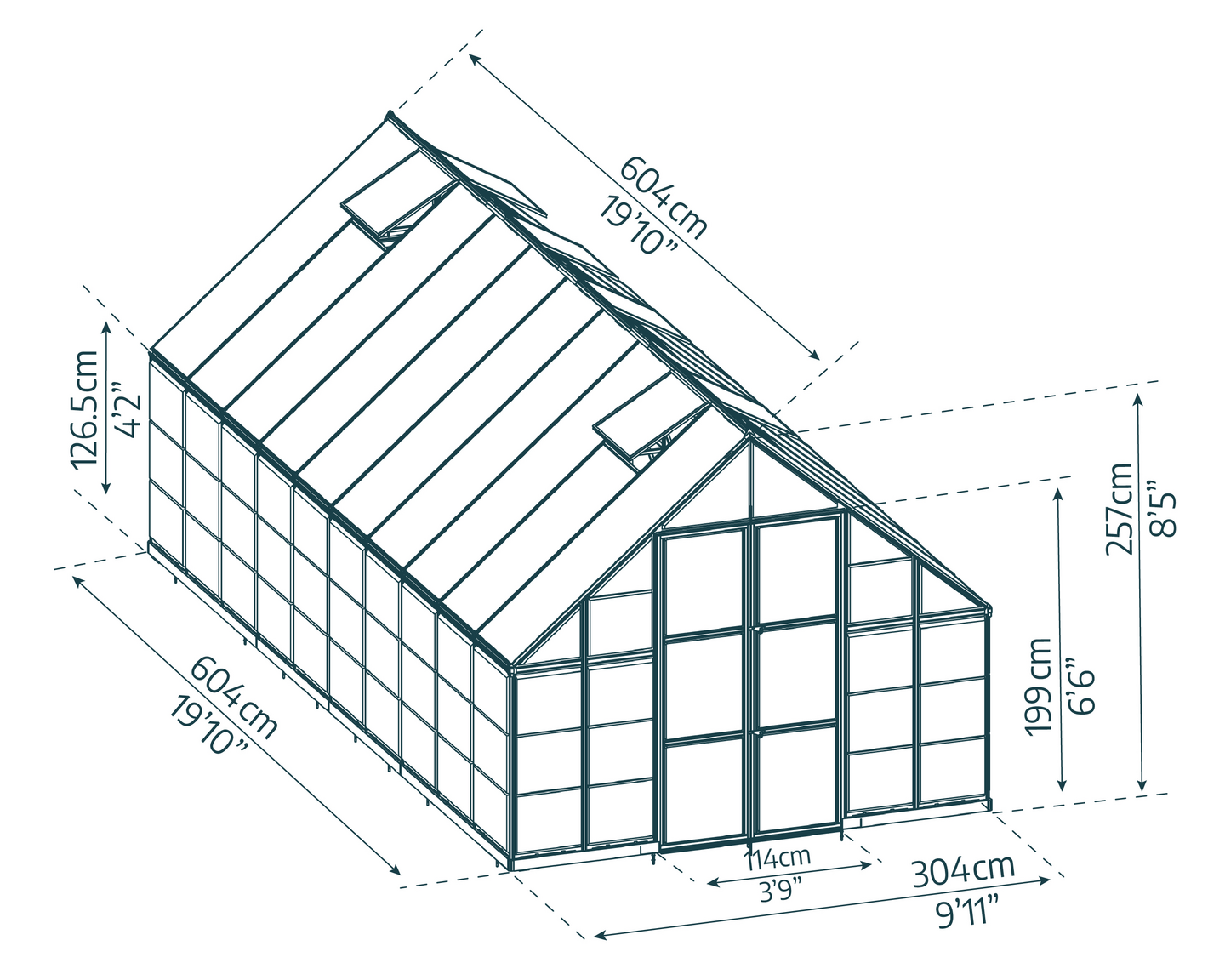 Kasvihuone Canopia Balance 17,9m² hopea