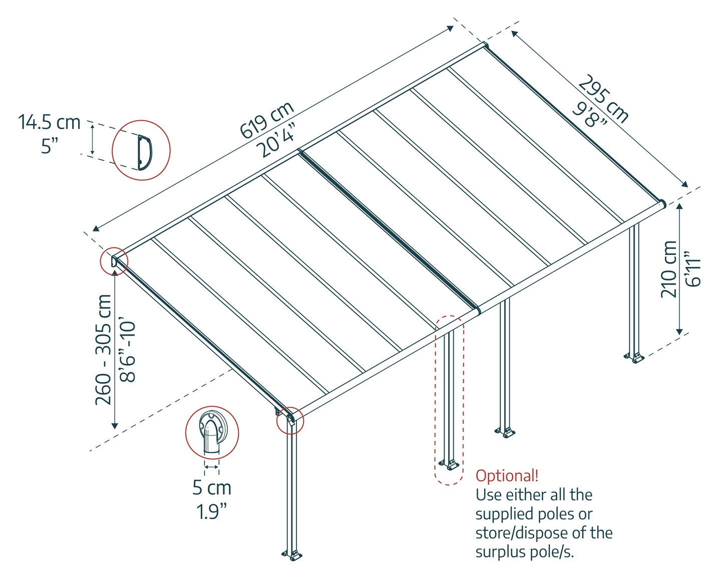 Terassikatos Canopia Olympia 3x6m