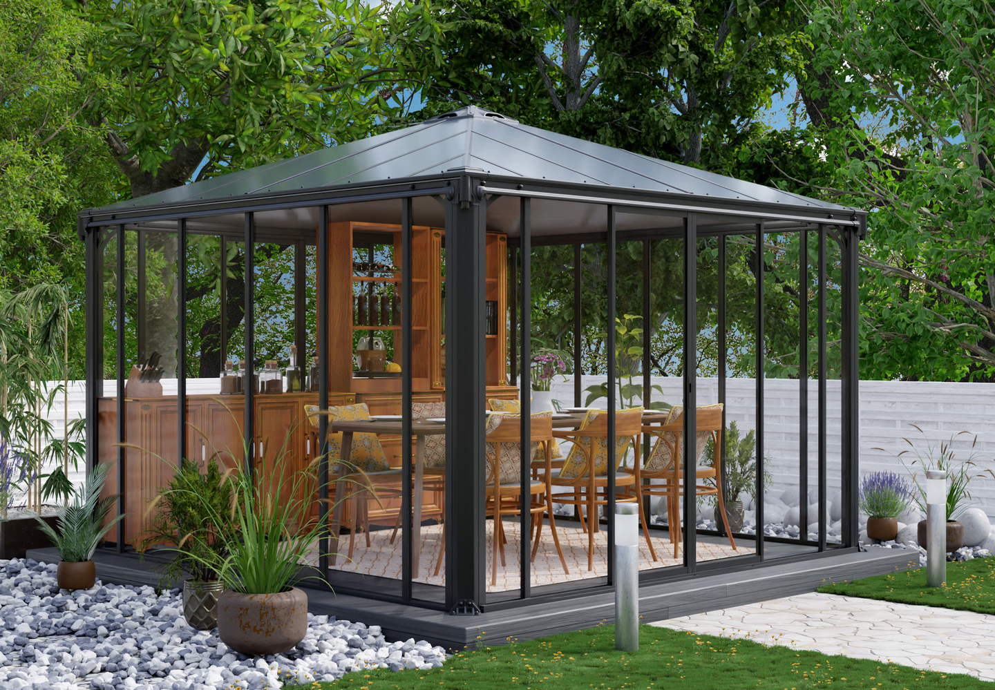 Paviljonki Palram-Canopia Ledro 3600 12,96m² harmaa