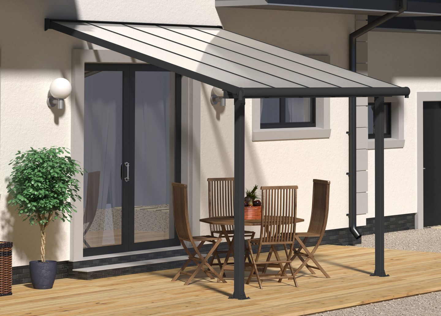 Terassikatos Palram-Canopia Olympia 3x3,05m harmaa