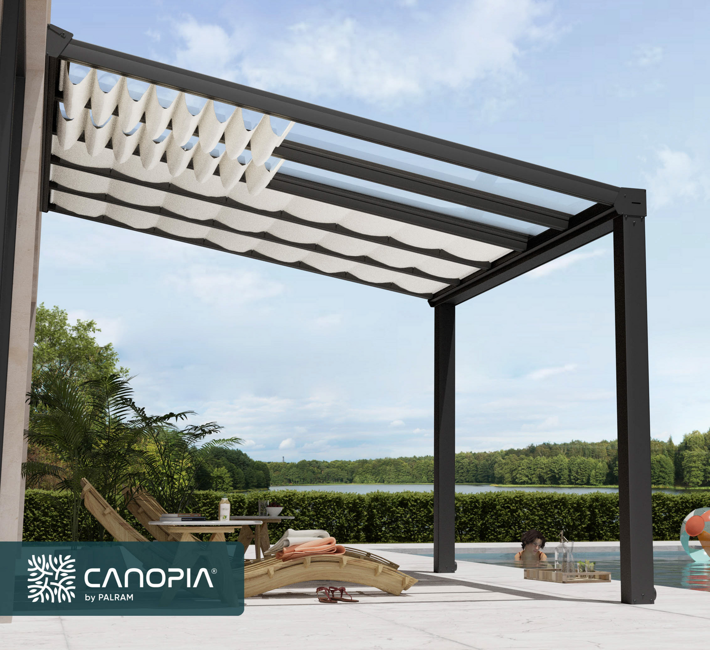 Terassikatosvarjo Canopia 3,4x7,4m