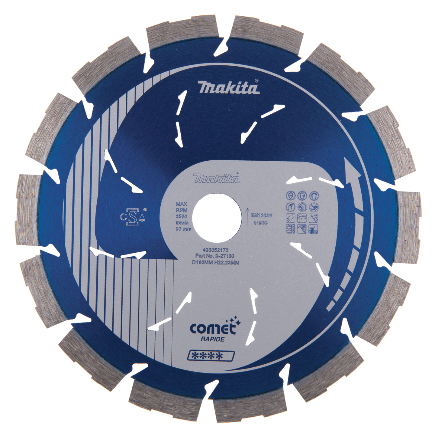 Timanttikatkaisulaikka Makita Comet Rapid 180mm segmenttikorkeus 10mm
