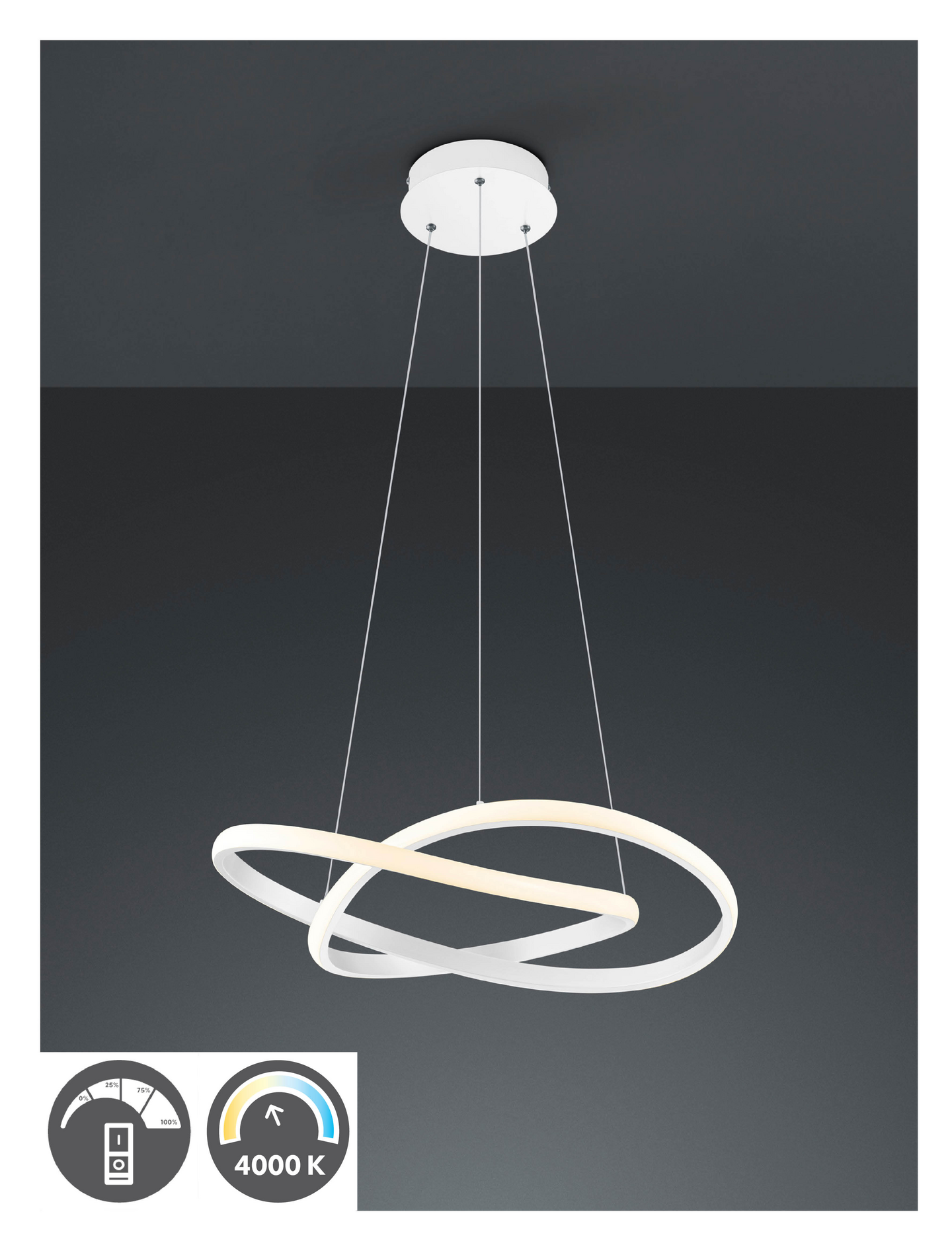 Riippuvalaisin TRIO Course led 3150lm 4000k 60cm mattavalkoinen