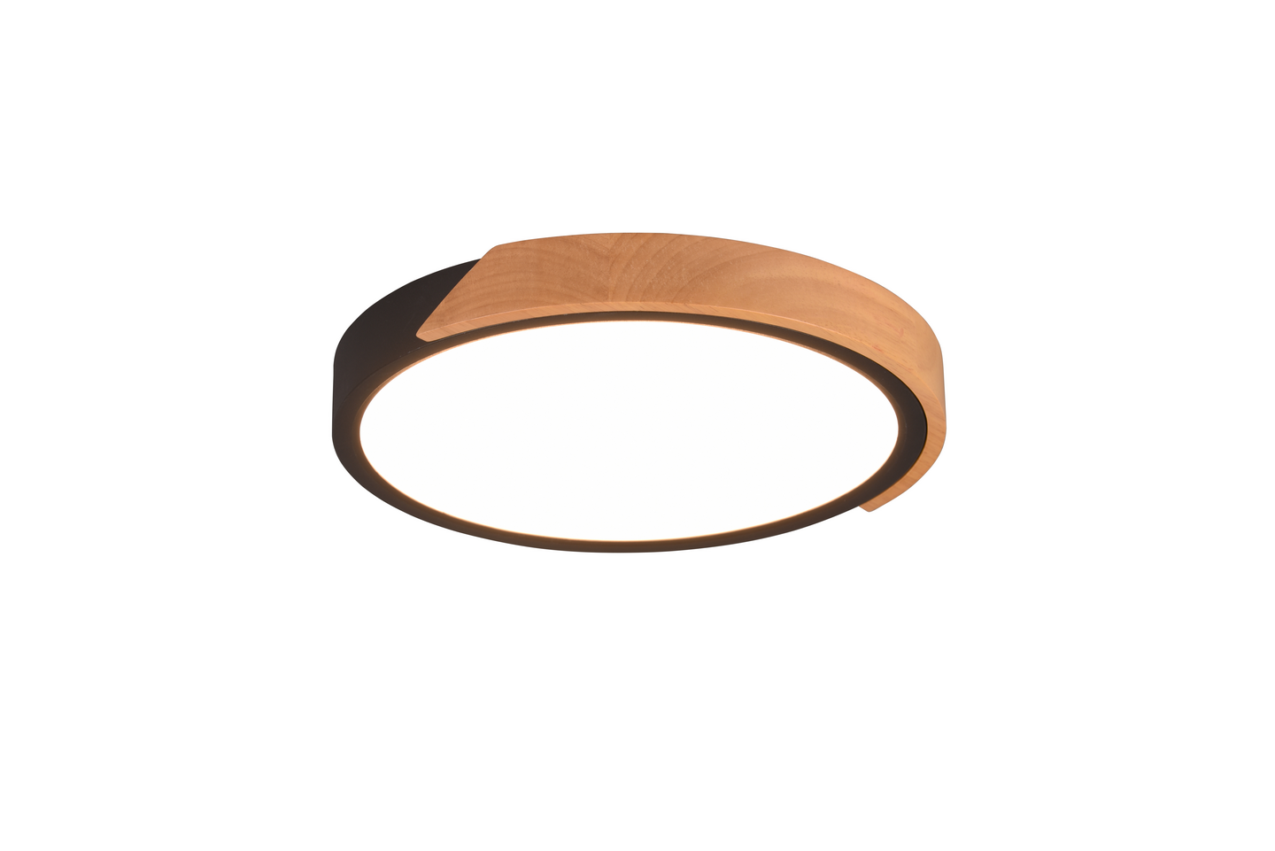 Plafondi TRIO Jano led  2400lm 31cm mattamusta/puu