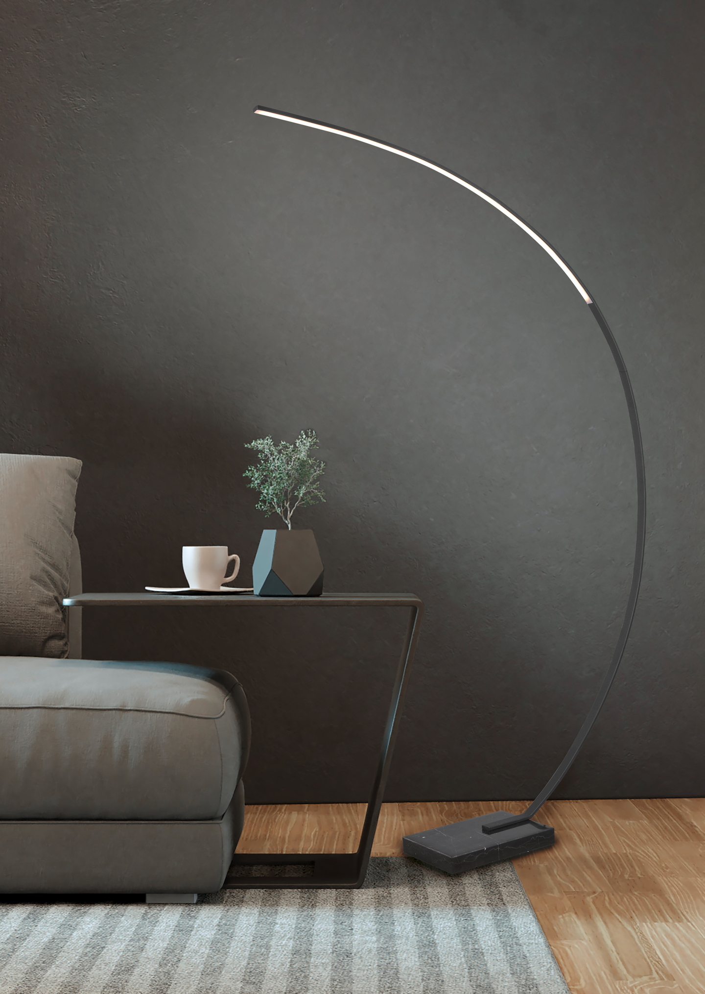 Lattiavalaisin TRIO Bangkok led 2200lm mattamusta