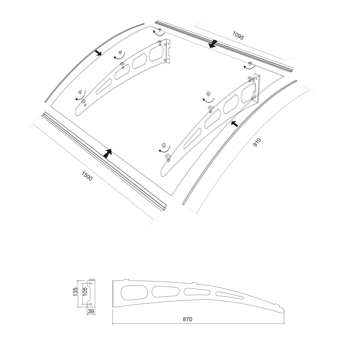 ENTRETAK SKOTTE GARDEN ALU POLYKARB 150X90CM