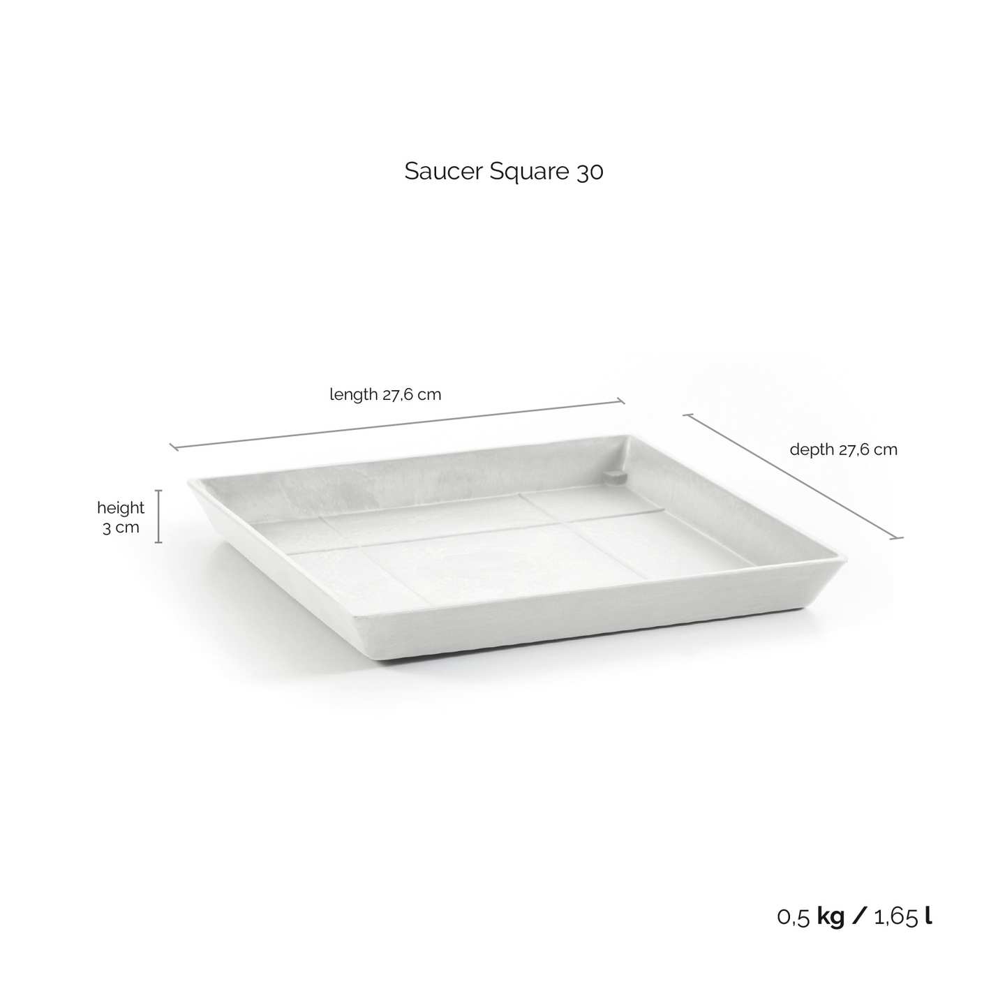 Aluslautanen Ecopots Rotterdam 30cm valkoinen