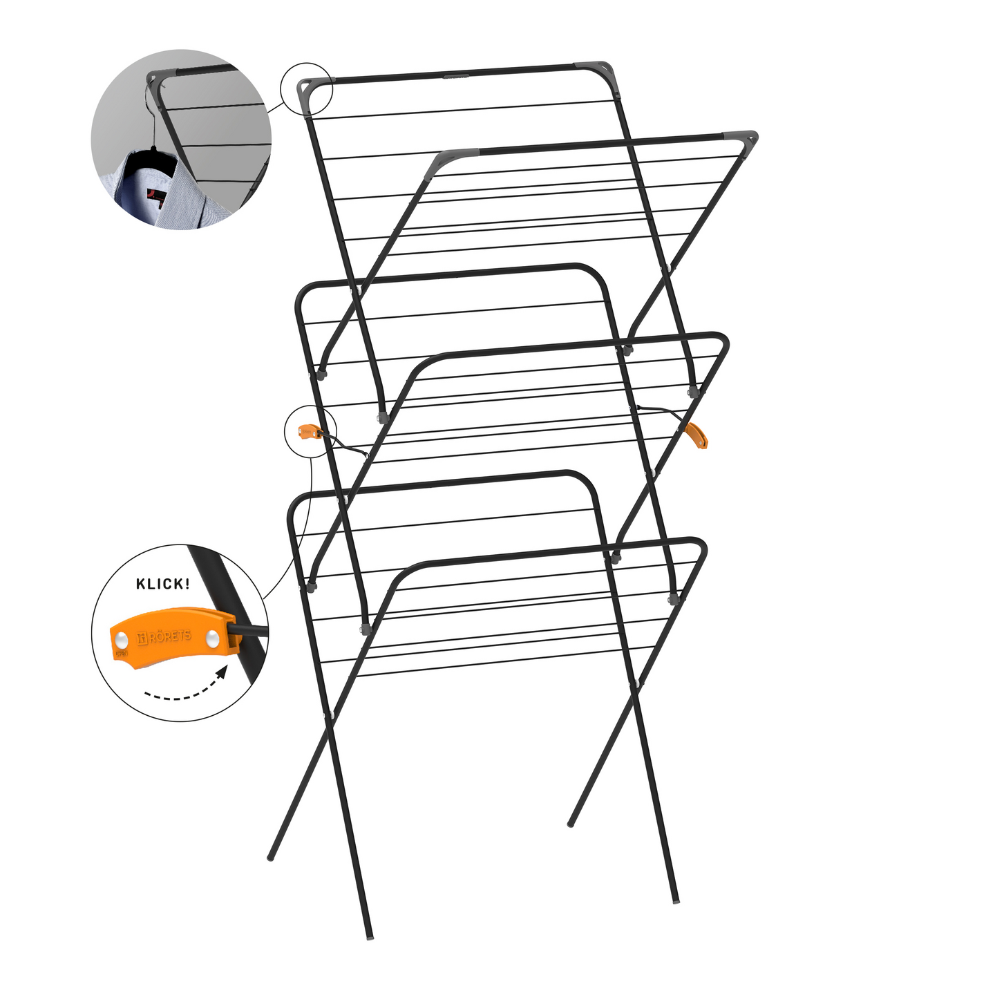 Sini kuivausteline Rise musta