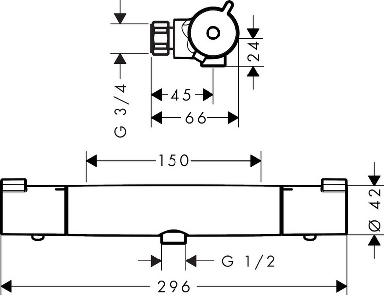 Suihkuhana Hansgrohe 13206000 Ecostat 1001 CL termostaatti