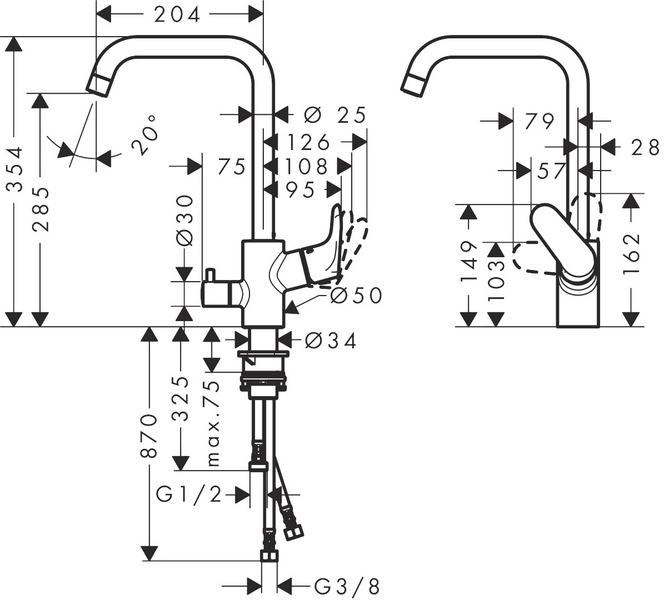 Keittiöhana Hansgrohe 31801000 Ecos L pkv