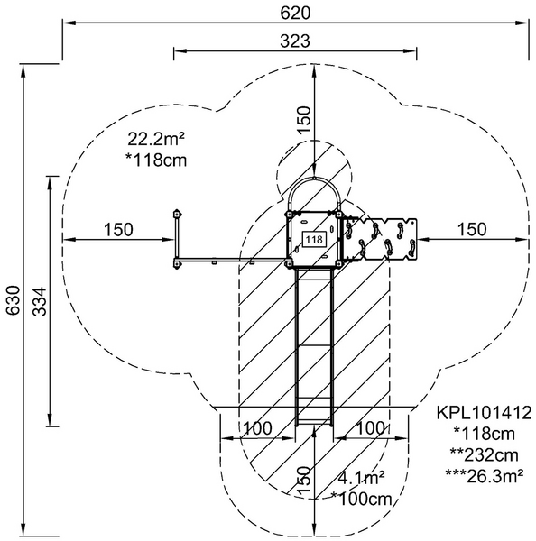 Leikkitorni liukumäellä kiipeilyseinällä Kompan