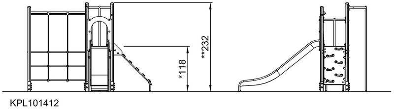 Leikkitorni liukumäellä kiipeilyseinällä Kompan