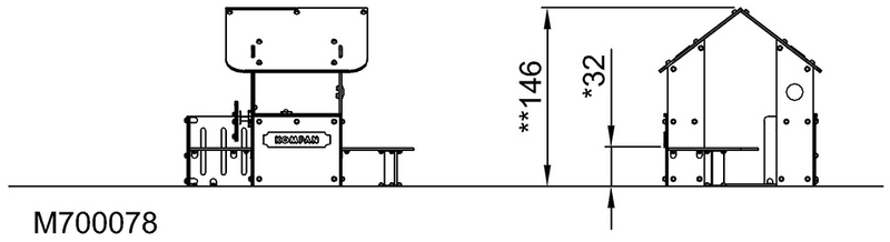 Leikkimökki Kompan 1,32x1,85cm