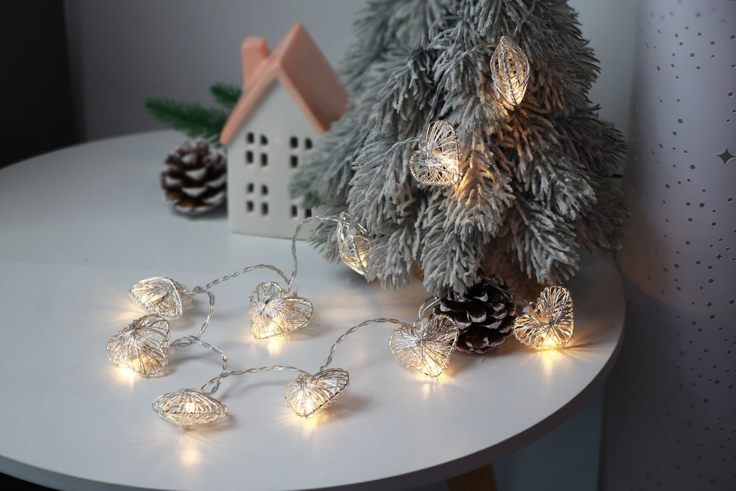 Valosarja Cello Sydän 10 led hopea