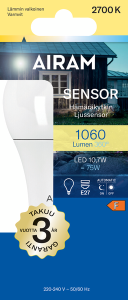 Led-vakiolamppu Airam Sensor 1060lm E27 11W