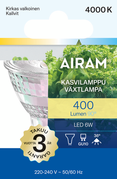 Led-kasvilamppu Airam PAR16 GU10 400lm