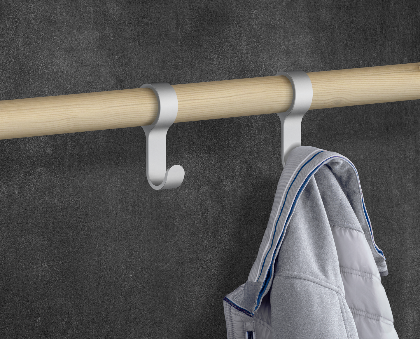 Lisäkoukku Beslagsboden B1712 harmaa alumiini 2kpl