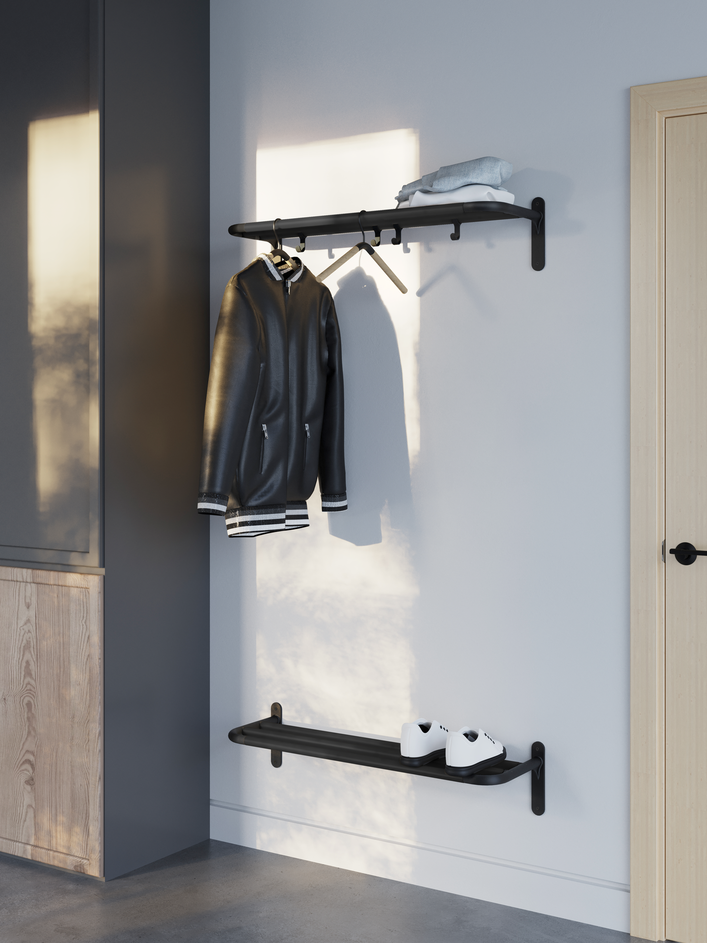 Hattuhylly Beslagsboden B1701B mattamusta alumiini