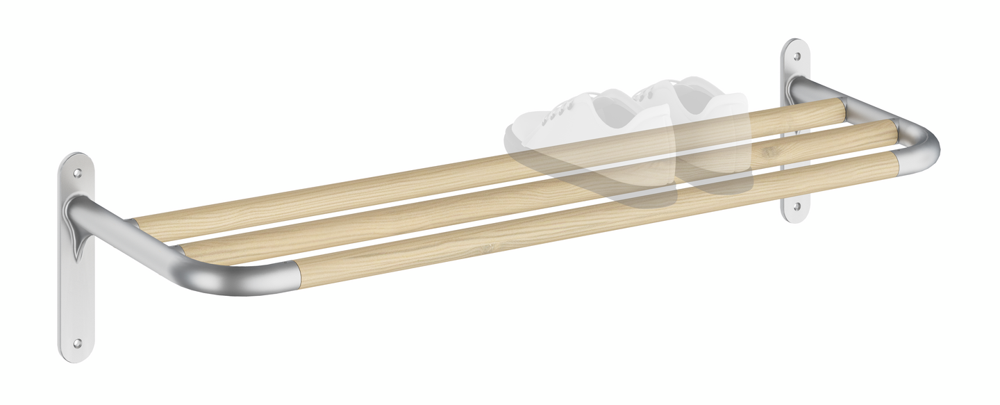 Hattuhylly Beslagsboden B1701 harmaa alumiini/pyökki 4 koukkua