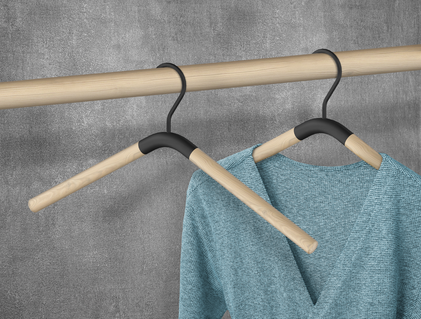 Vaateripustin Beslagsboden BB1711 musta alumiini/pyökki