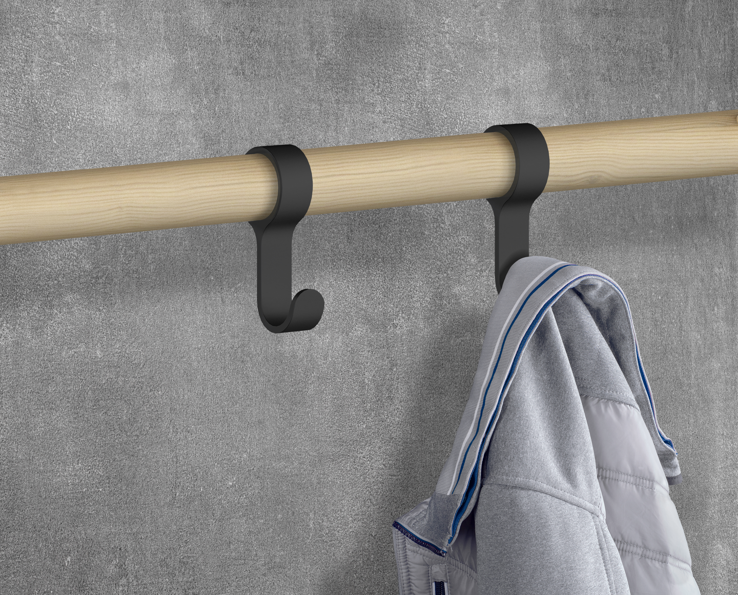 Lisäkoukku Beslagsboden BB1712 mattamusta alumiini 2kpl