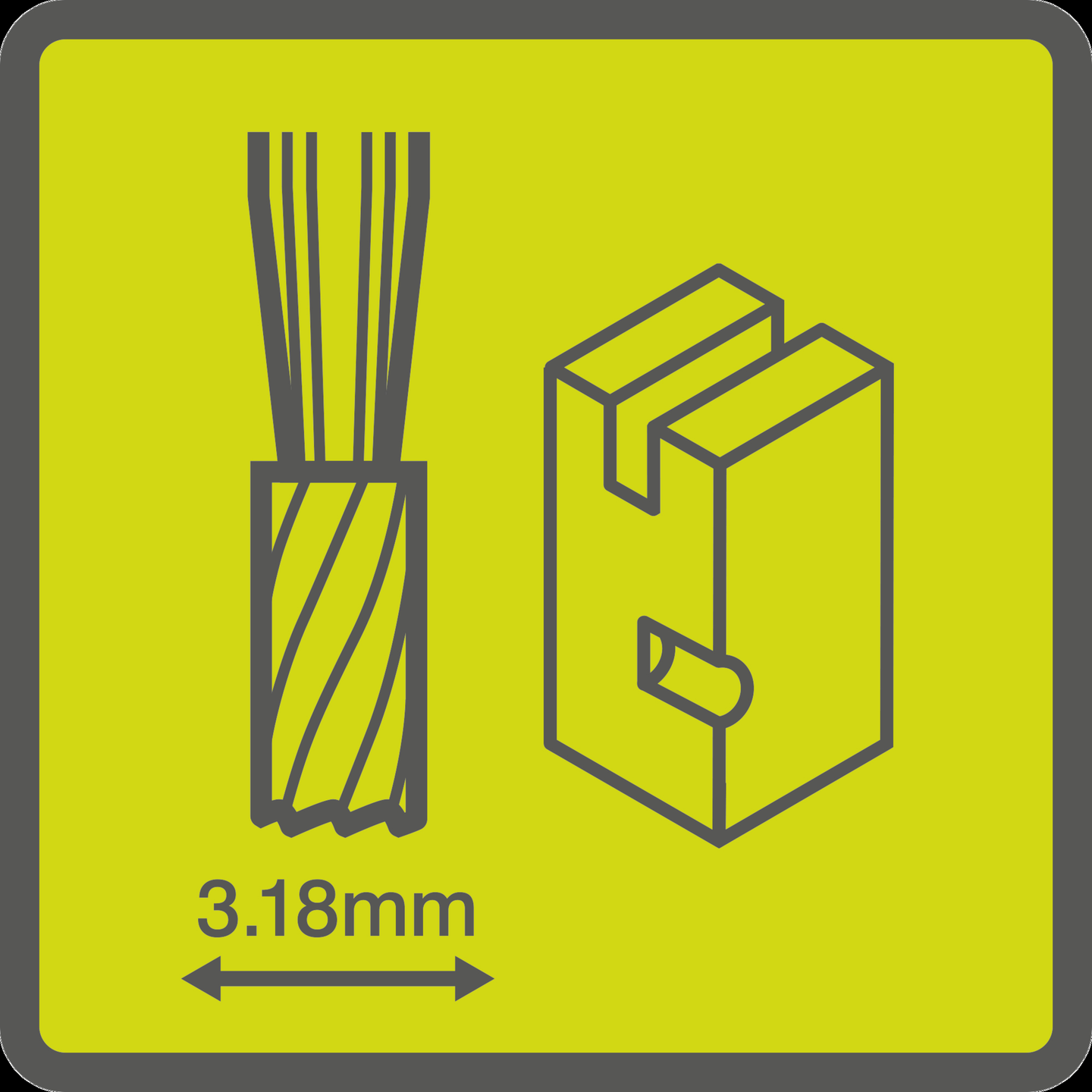 Kaiverrusterä Ryobi uritettu lieriömäinen 3,2mm