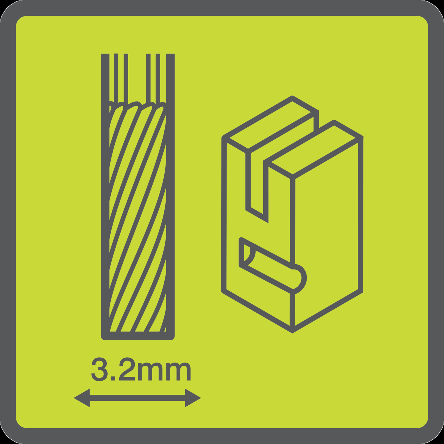 Volframikarbiditerä Ryobi lieriömäinen neliökärjellä 3,2mm