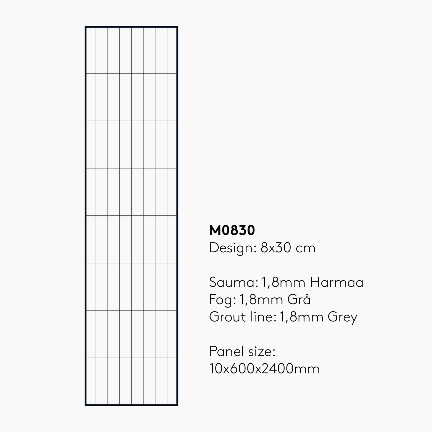 Sisustuslevy Fibo 4115M0830 Medium Grey