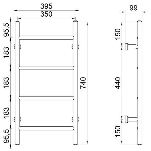 Pyyhekuivain REJ Design Tango sähkö E 35744 oy/va kromi