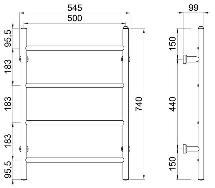 Pyyhekuivain REJ Design Tango sähkö E 50744 oy/va kromi
