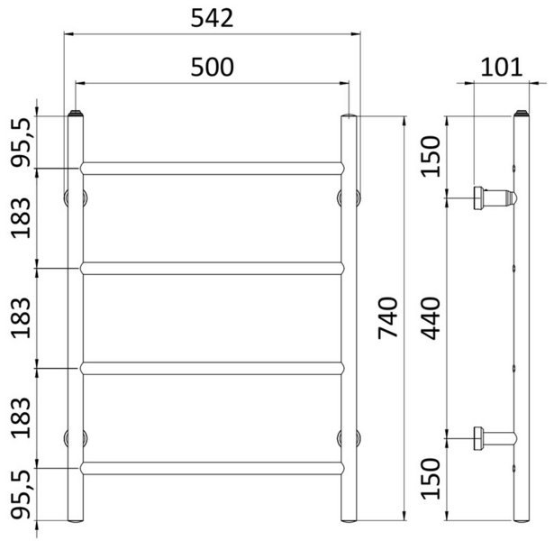 Pyyhekuivain REJ Design Tango sähkö E 50744 vy/oa kromi