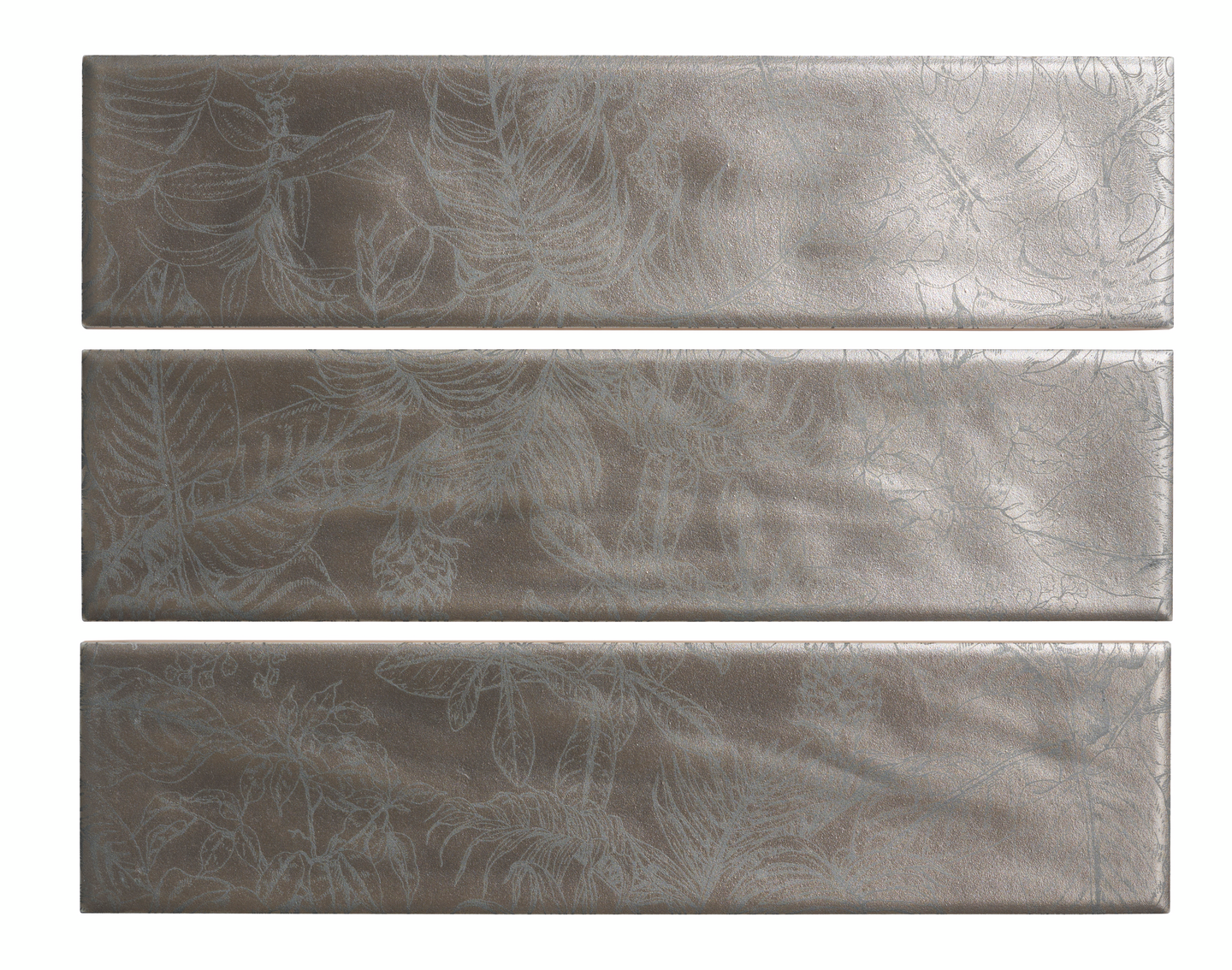 Kuviolaatta Cello Aurea Flos 7,5x30 hopea matta 0,56m²