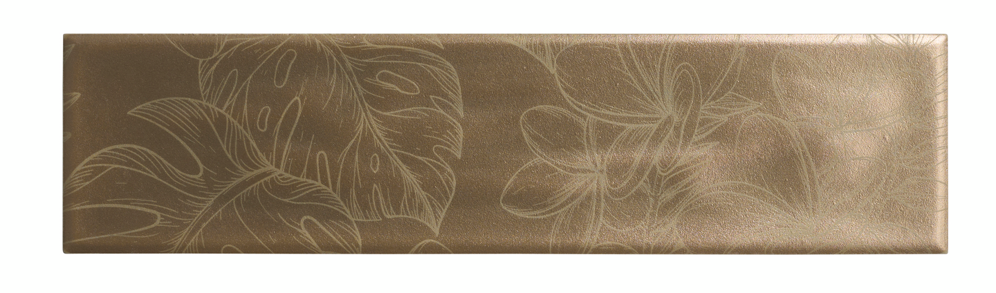 Kuviolaatta Cello Aurea Flos 7,5x30 messinki matta 0,56m²