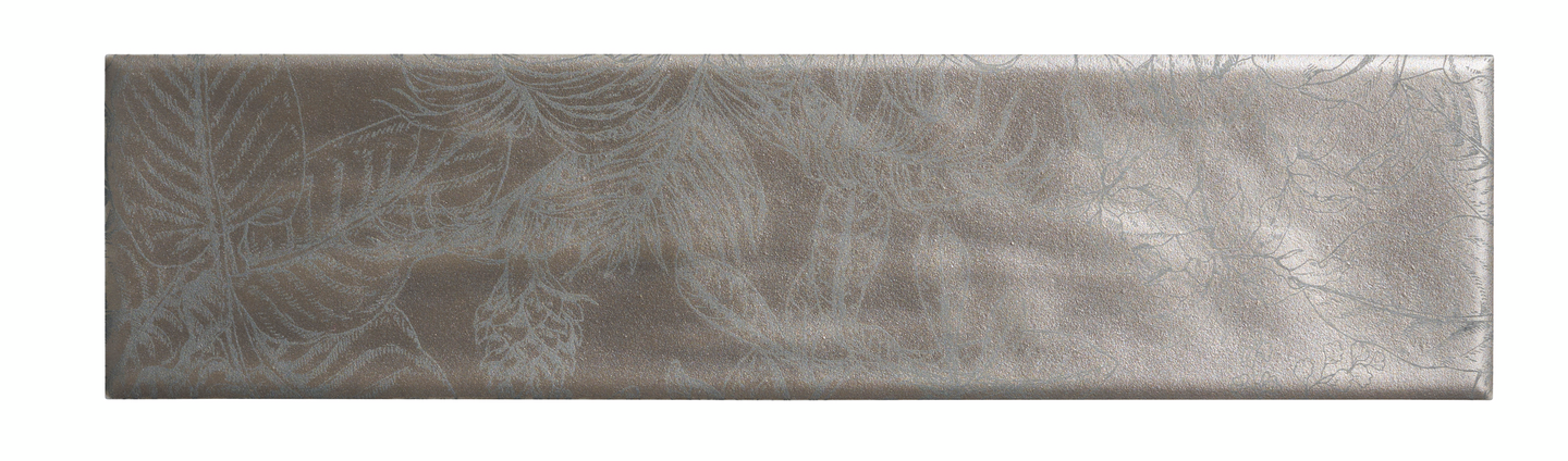 Kuviolaatta Cello Aurea Flos 7,5x30 hopea matta 0,56m²