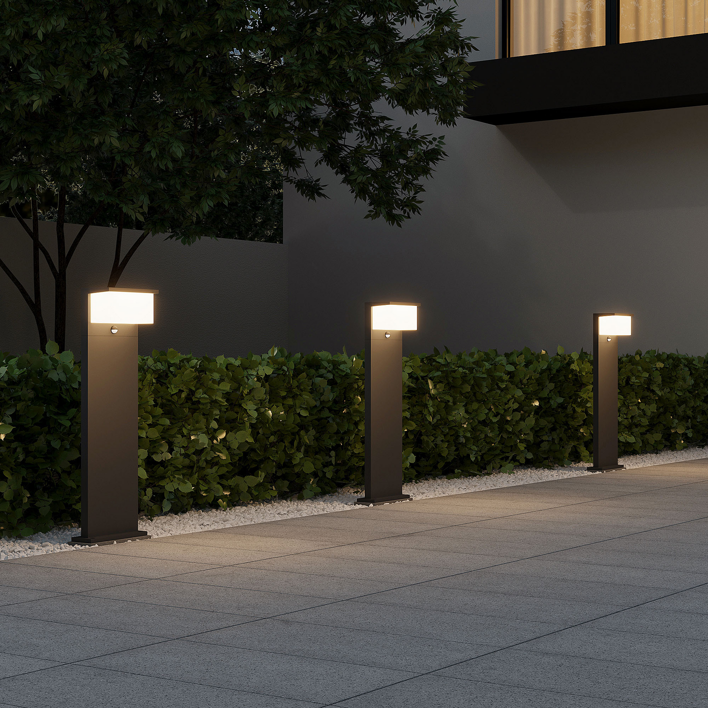 Pylväsvalaisin TRIO Nestos led 80cm IP54 liiketunnistin antrasiitti