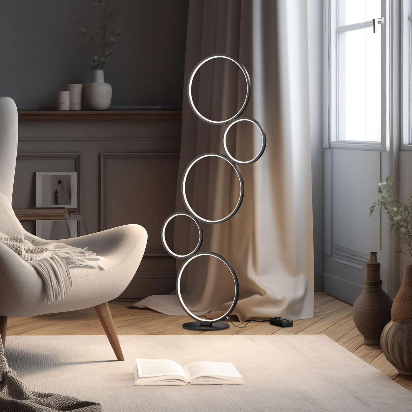 Lattiavalaisin TRIO Rondo Led 4700Lm Mattamusta