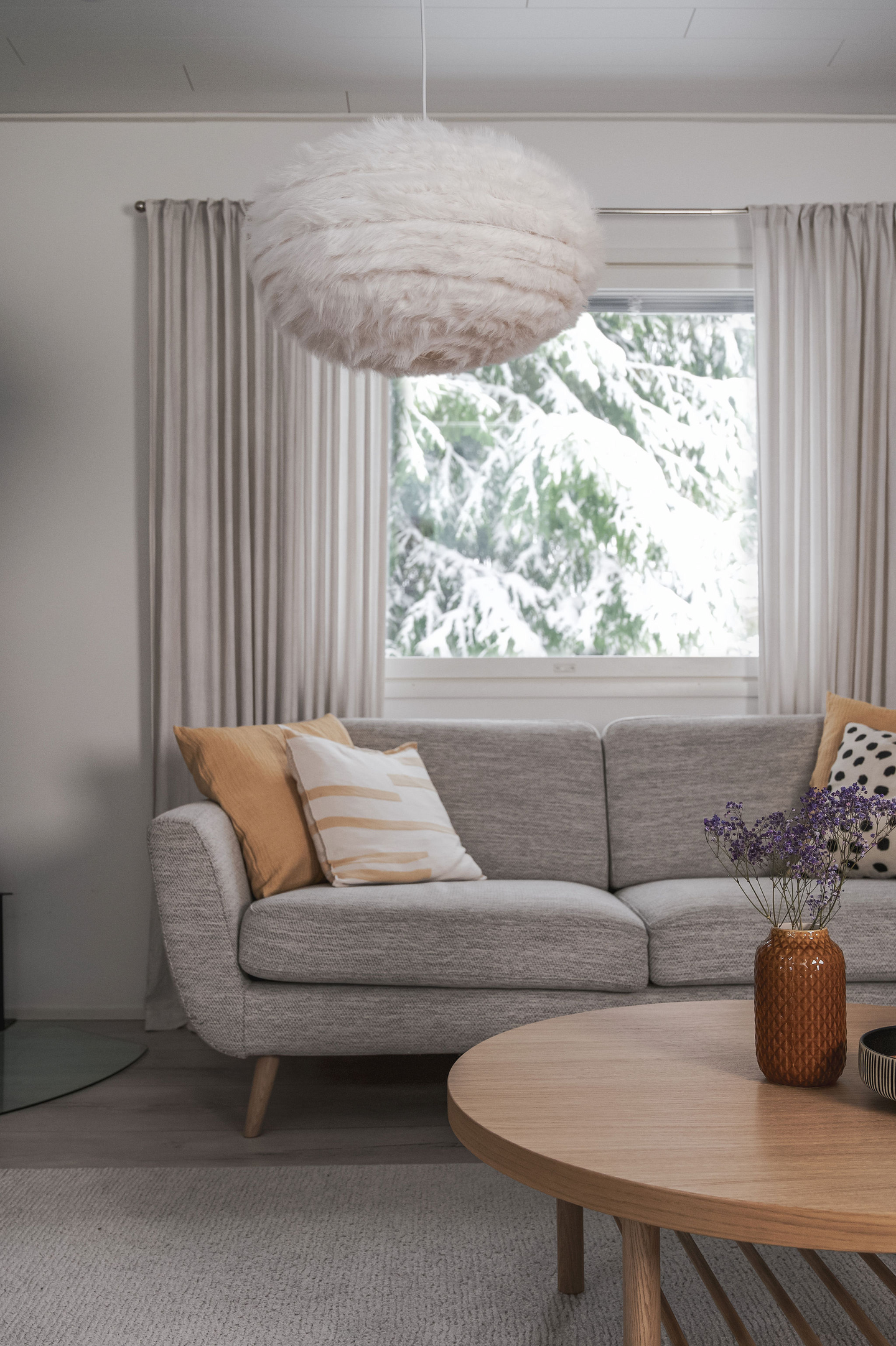 Riippuvalaisin TRIO Furry 50cm E27 10W valkoinen