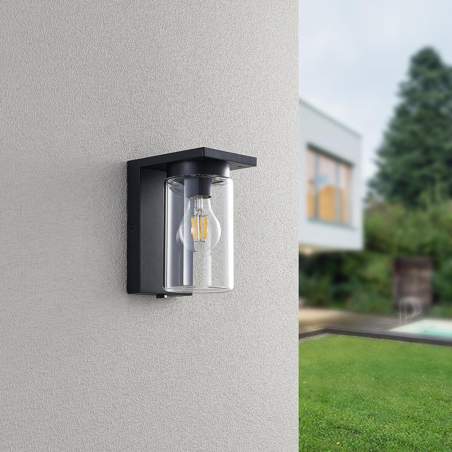 Ulkoseinävalaisin TRIO Ardila E27 19cm musta hämärätunnistin